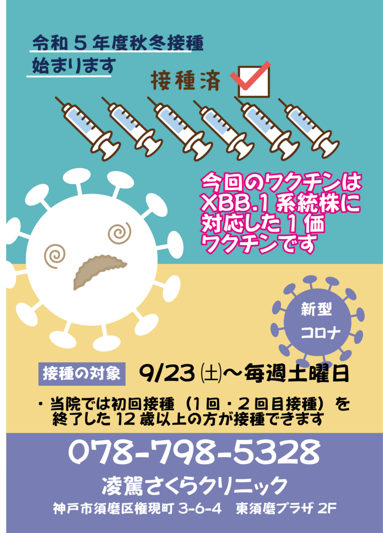 令和5年秋冬接種始まります。（凌駕さくらクリニックにて接種）